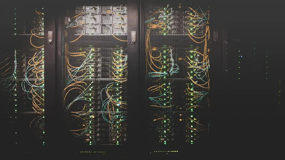 An aisle of server cabinets